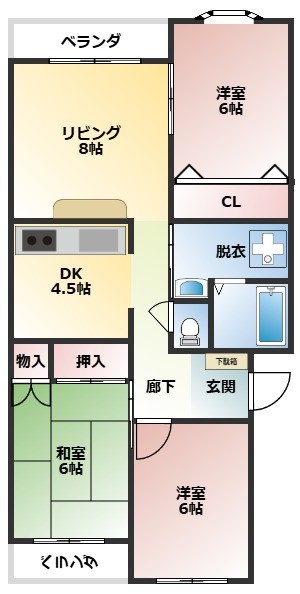 南向きリビングの広々3ＬＤＫです♪