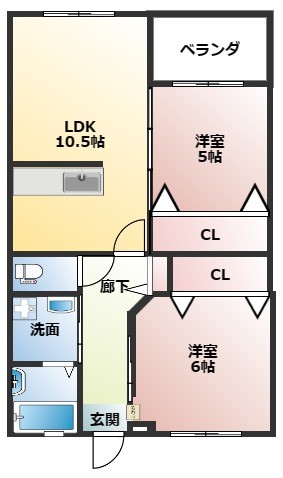 間取りはLDKと横の洋室をオープンにしたら１LDKとしても使える使い勝手が良い２LDKです♪